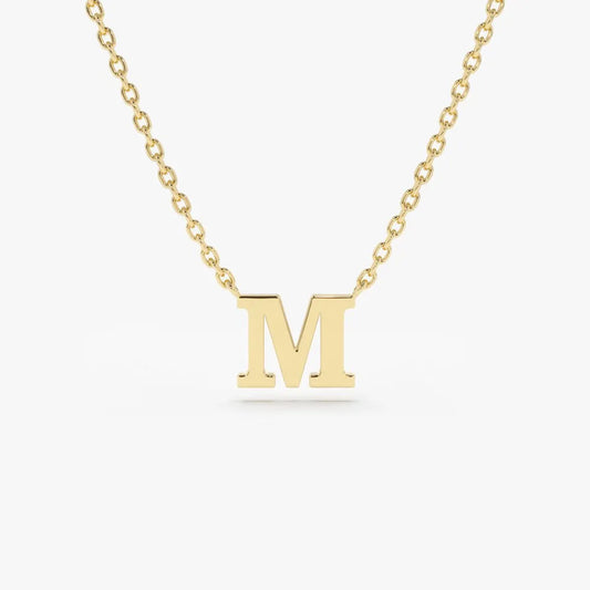 14k Solid Gold Personalized Initial Letter Pendant Necklace