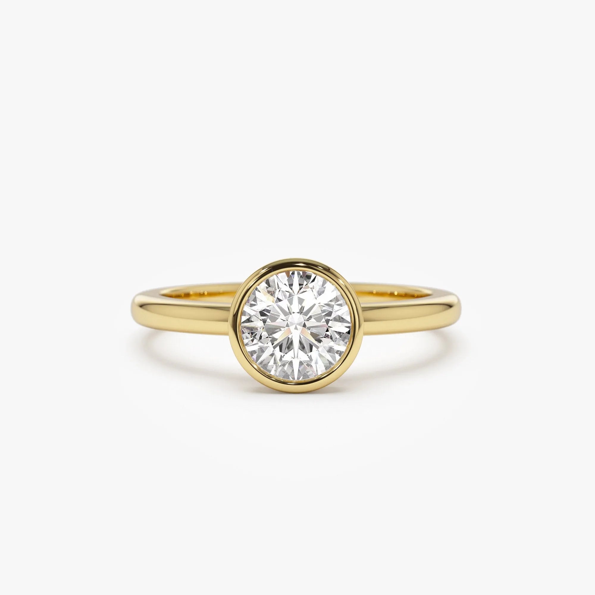 14k Gold Lab Grown Diamond Round Bezel Setting Engagement Ring 0.75 to 1.50 ctw