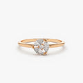 14K Solid Gold Marquise Diamond Cluster Ring 0.16 Carat Total Weight