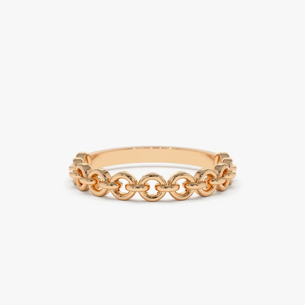 14K Solid Gold 3mm Stackable Minimalist Wedding Band Ring