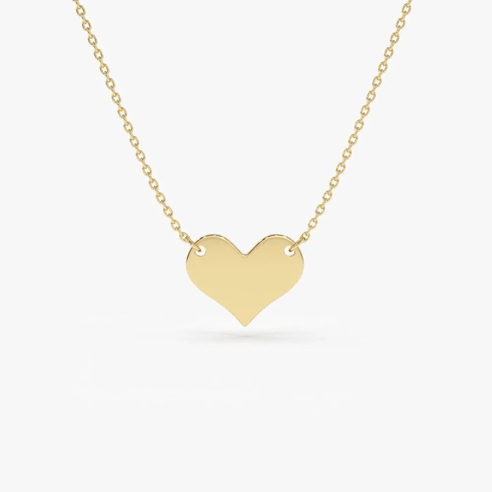 14k Solid Gold Heart Pendant Necklace Minimalist Style