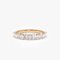 14K Solid Gold Emerald and Pear Cut Diamond 0.98 Carat Ring