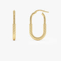14k Yellow Gold Twisted Rope Oval Hoop Earrings 29mm Length 2.5mm Width