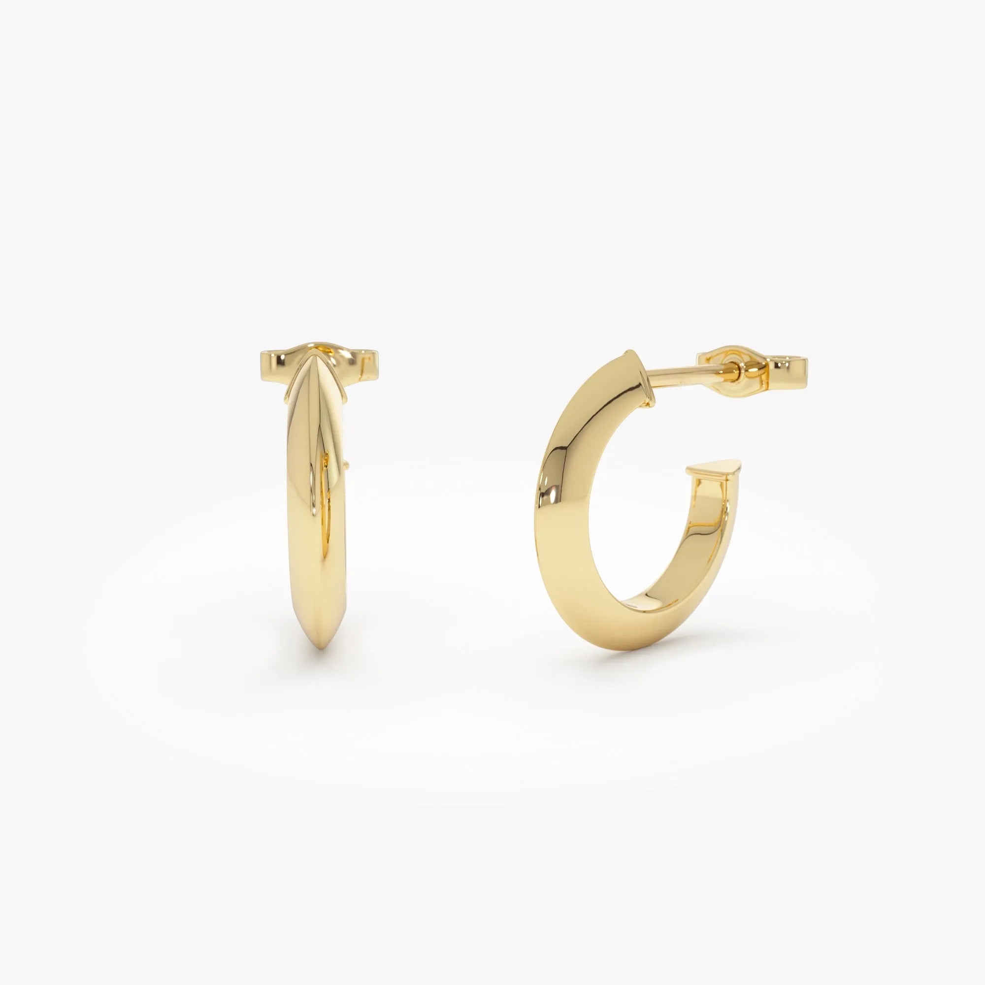 14k Yellow Gold Knife Edge Hoop Earrings 15mm Outer Diameter 2.8mm Width