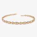 14K Solid Gold 0.85 CTW Round and Baguette Diamond Bracelet
