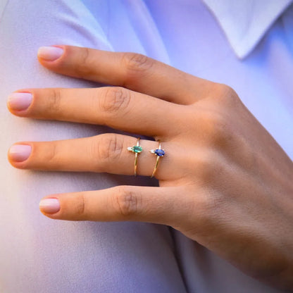 14K Gold Oval Emerald and Round Diamond Ring 0.19 CTW Prong Setting Handcrafted Jewelry
