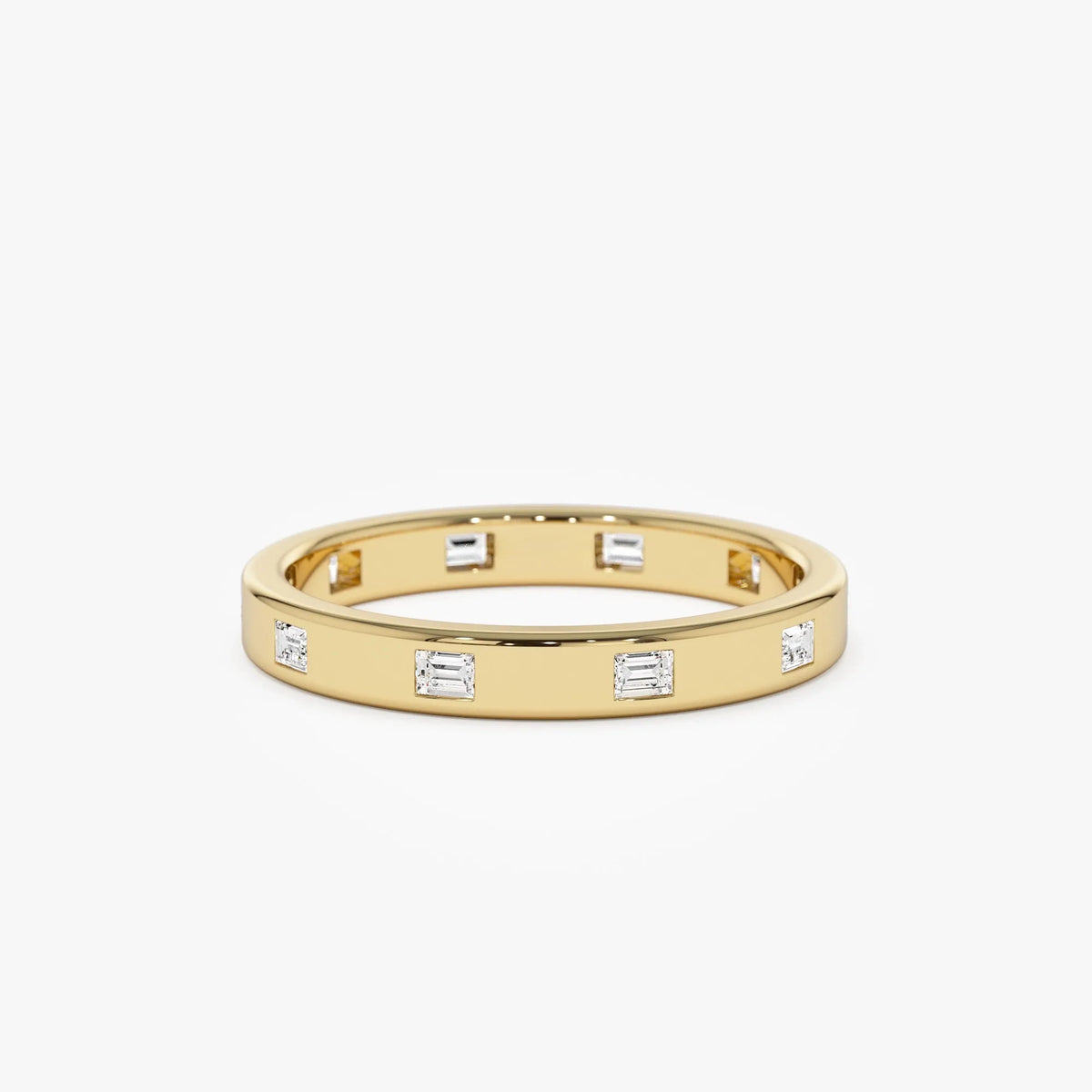 14k Solid Gold 0.27 ctw Baguette Diamond Full Eternity Flush Setting Band