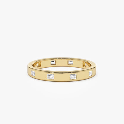 14k Solid Gold 0.27 ctw Baguette Diamond Full Eternity Flush Setting Band