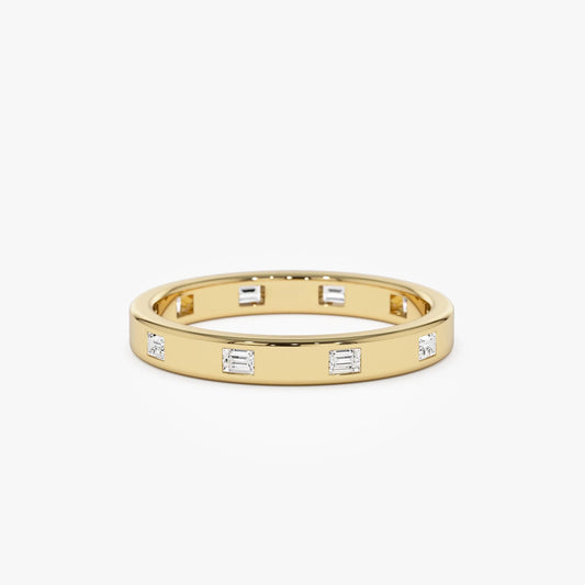 14k Solid Gold 0.27 ctw Baguette Diamond Full Eternity Flush Setting Band