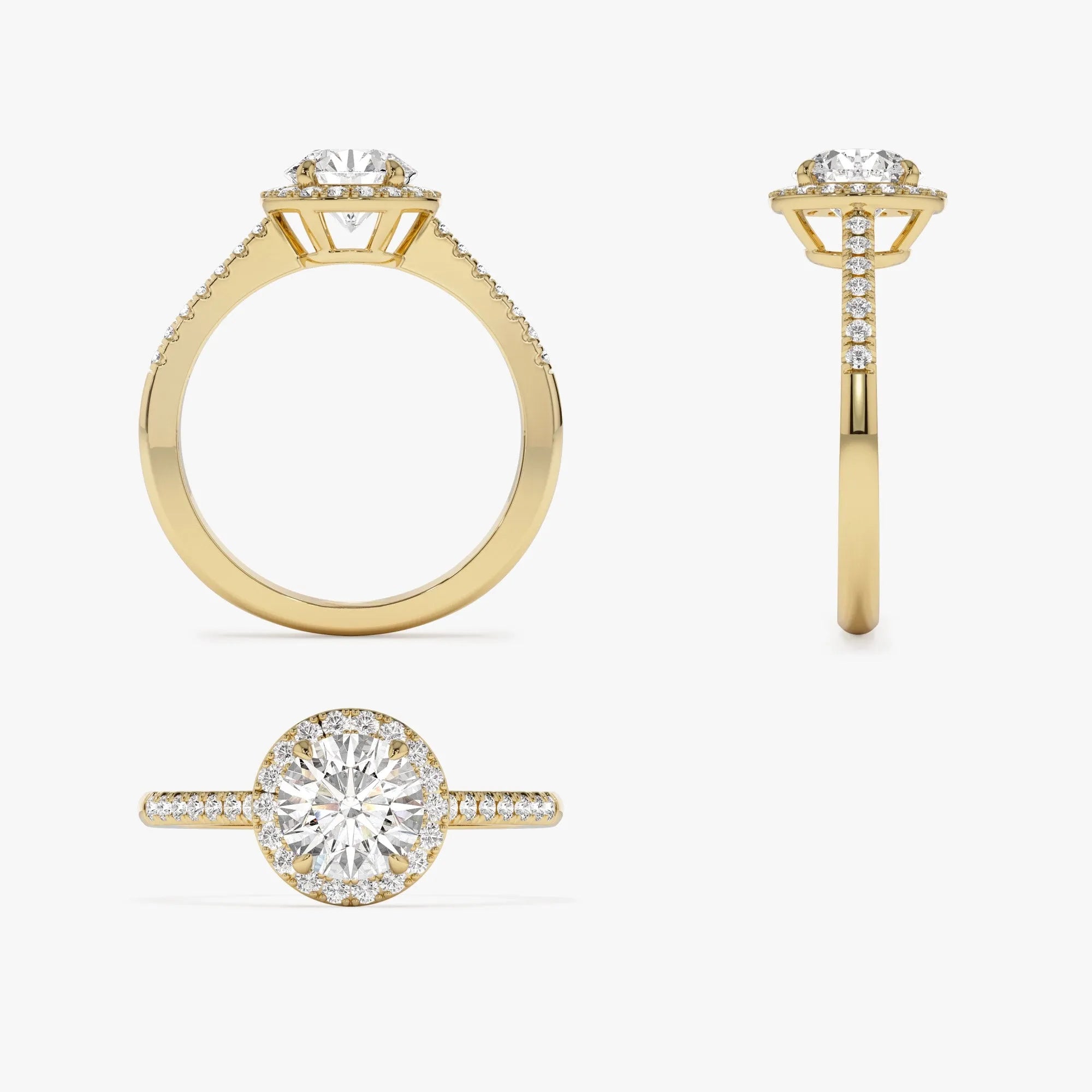14K Gold 1.25 ctw Lab Grown Diamond Round Brilliant Aria Halo Engagement Ring
