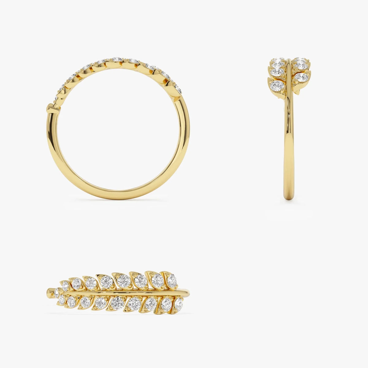 14k Gold Leaf Inspired Diamond Wrap Ring 0.30 ctw
