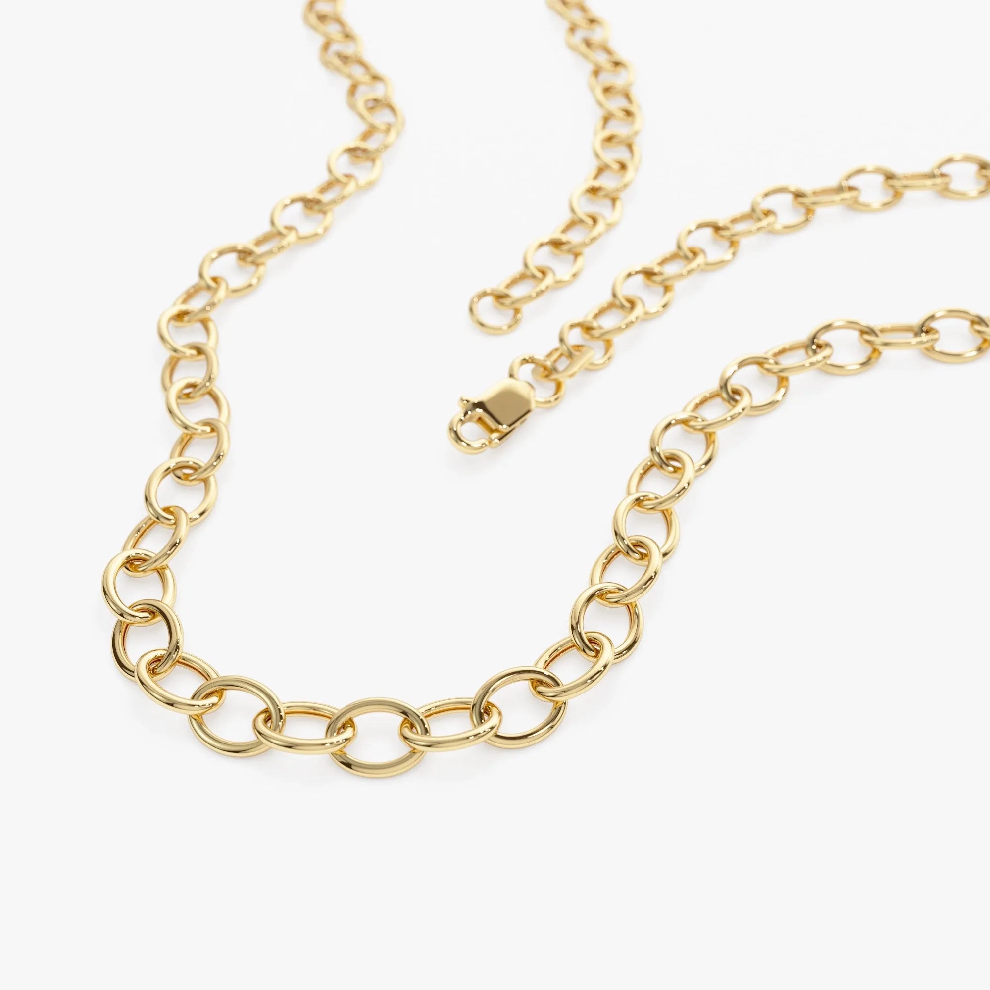 14k Solid Yellow Gold Oval Link Cable Chain Necklace