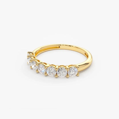 14K Solid Gold 0.70 ctw Round Diamond 7 Stone Basket Setting Ring