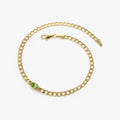14k Gold Oval Peridot 3MM Cuban Link Bezel Set Bracelet