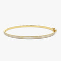 14K Solid Gold 0.70 CTW Round Diamond Two Row Pave Bangle
