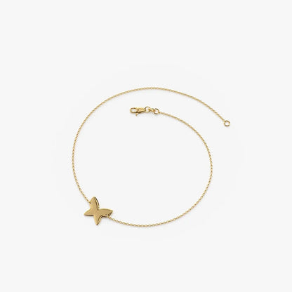 14k Gold Butterfly Charm Bracelet with Pendant