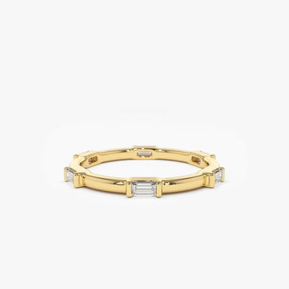 14k Gold Baguette Diamond Channel Set Stackable Eternity Ring 0.30ctw