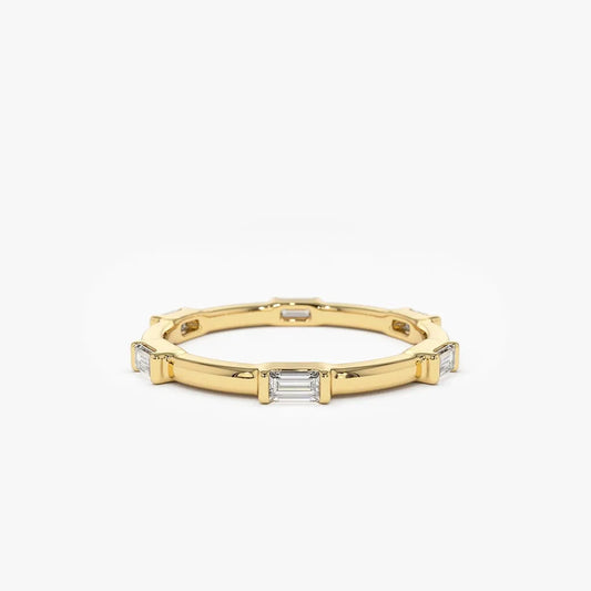 14k Gold Baguette Diamond Channel Set Stackable Eternity Ring 0.30ctw
