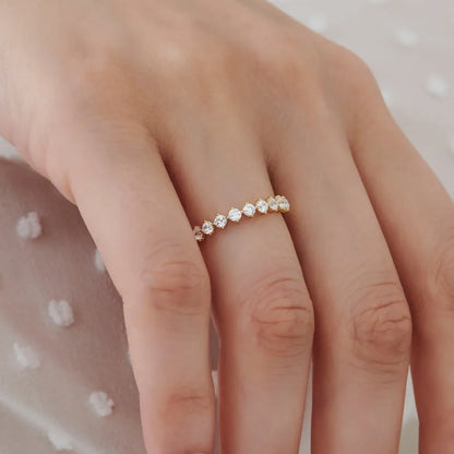 14k Gold Round Diamond 9 Stone Prong Set Women's Wedding Ring 0.50 Carat