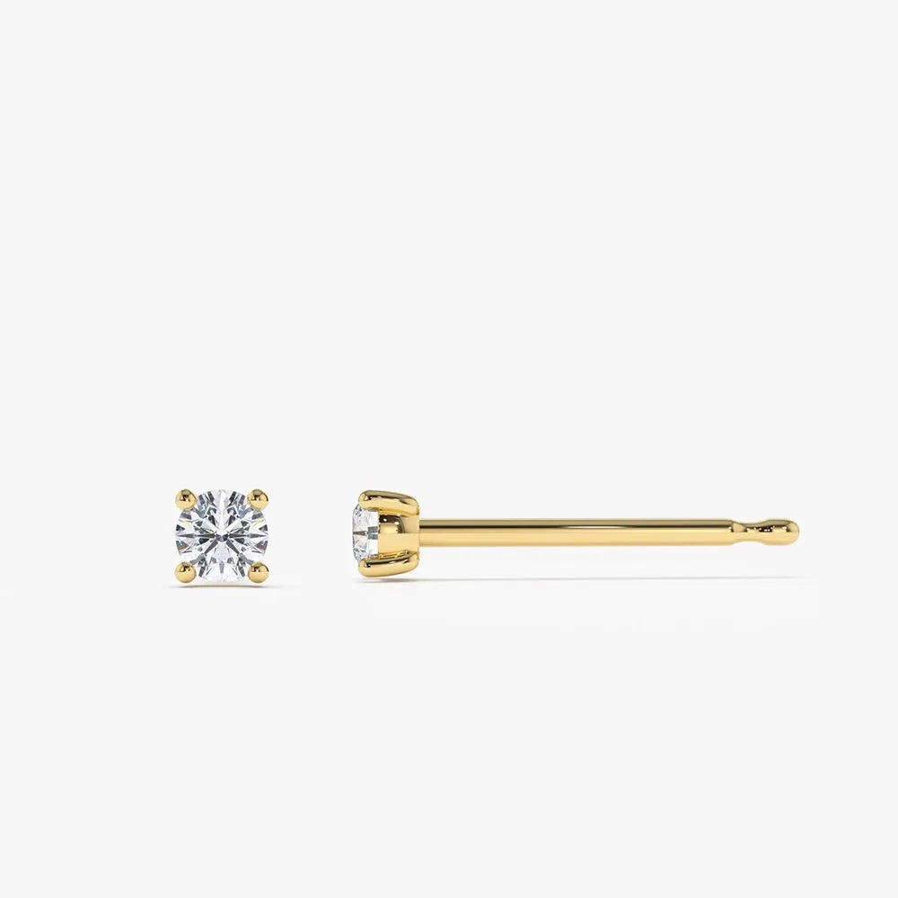 14k Solid Gold Round Diamond Prong Set Stud Earrings 0.12 ctw