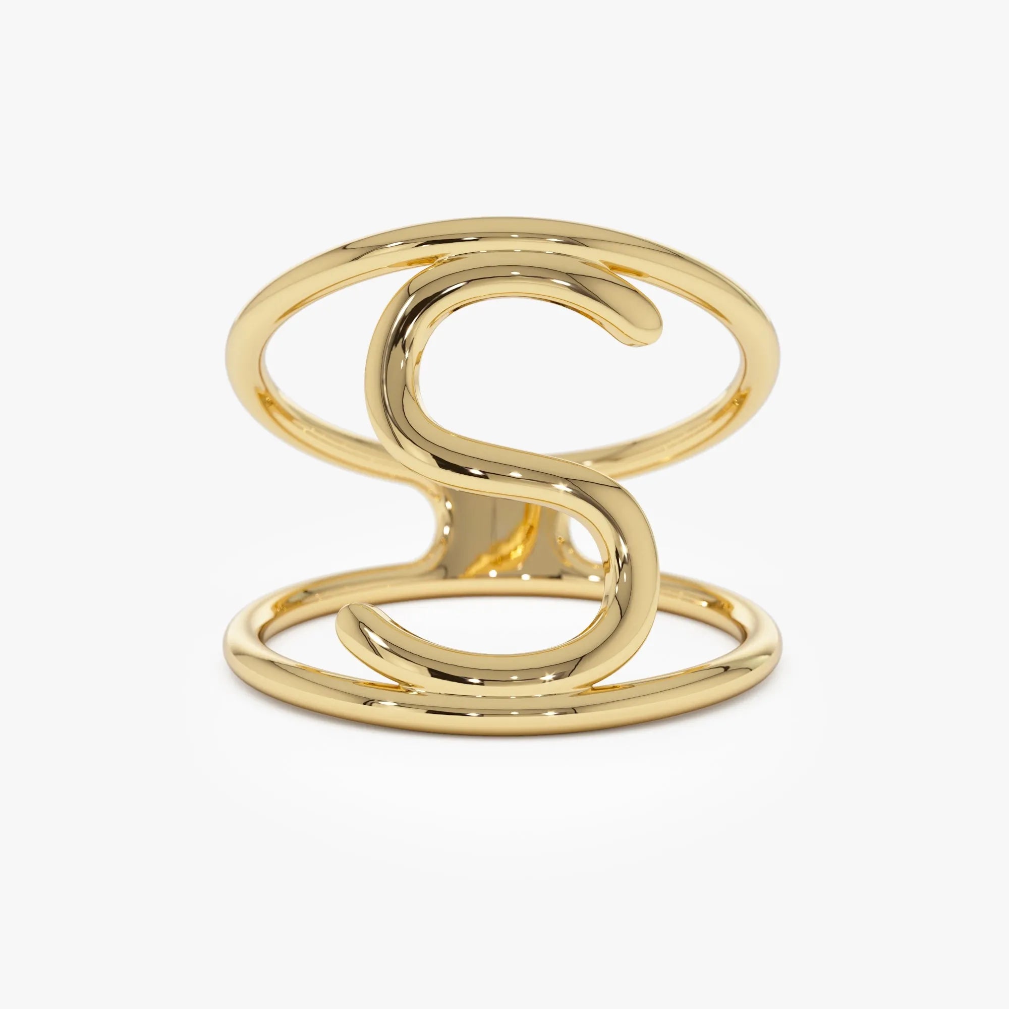 14K Solid Gold Personalized Initial Ring Custom Jewelry