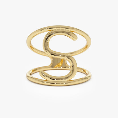 14K Solid Gold Personalized Initial Ring Custom Jewelry