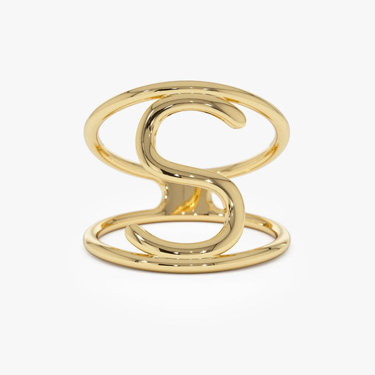 14K Solid Gold Personalized Initial Ring Custom Jewelry