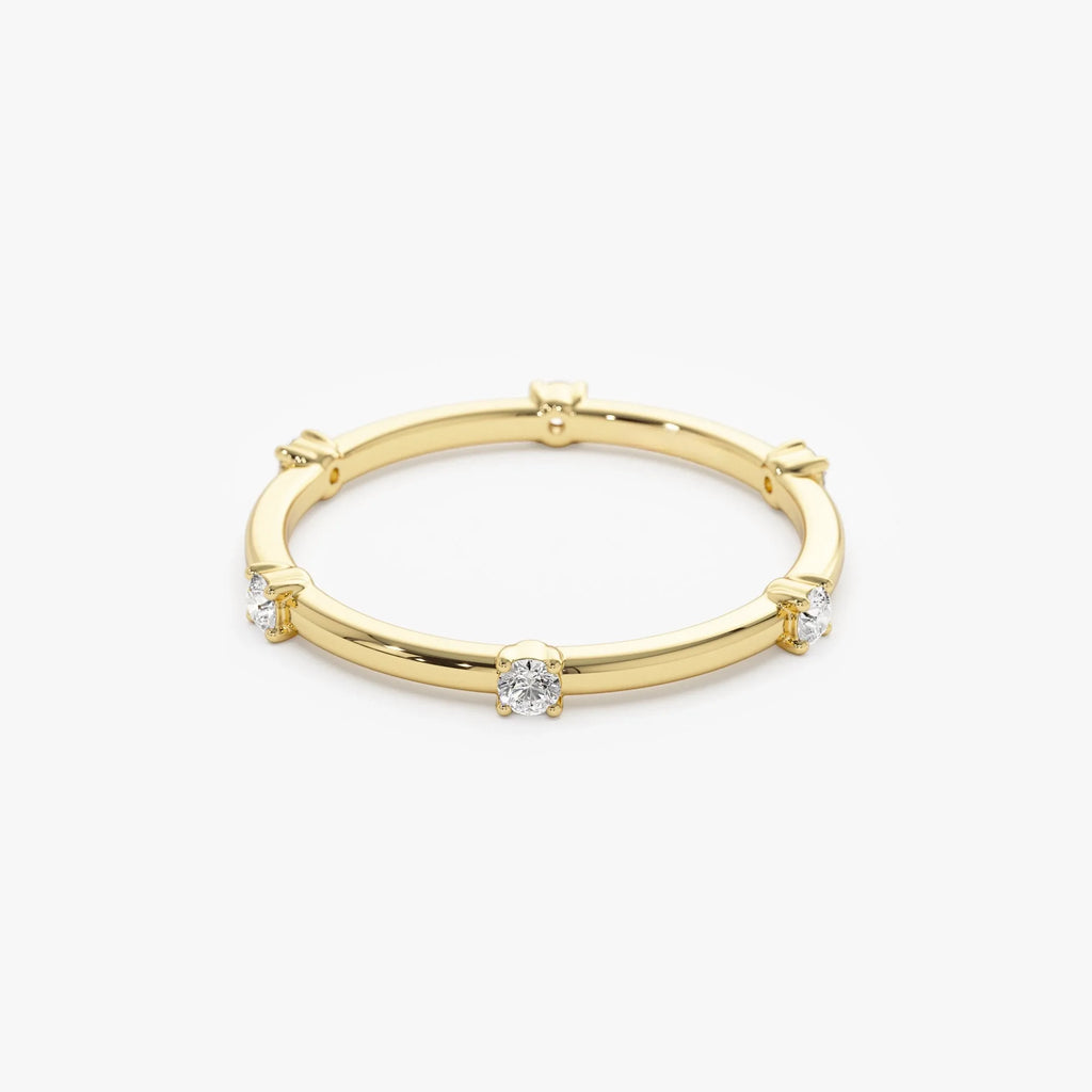 14k Solid Gold Round Diamond Full Eternity Stacking Ring Prong Setting 0.20ctw
