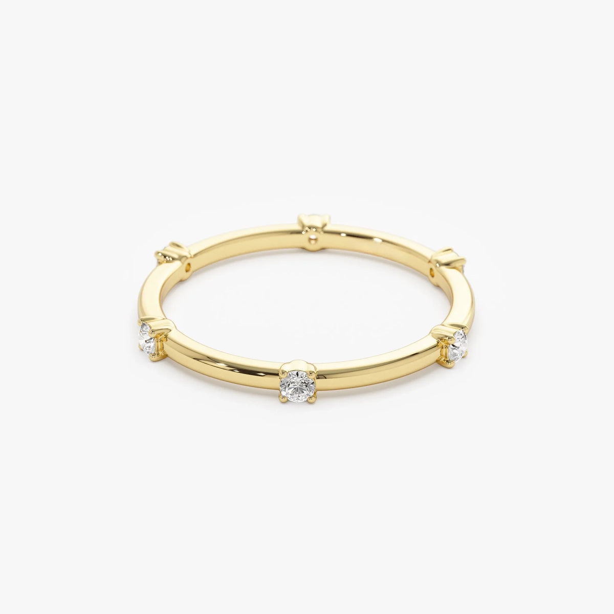 14k Solid Gold Round Diamond Full Eternity Stacking Ring Prong Setting 0.20ctw