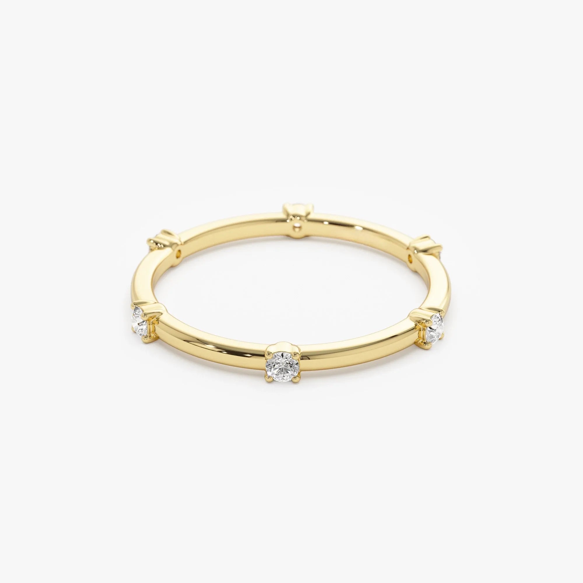 14k Solid Gold Round Diamond Full Eternity Stacking Ring Prong Setting 0.20ctw