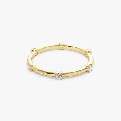 14k Solid Gold Round Diamond Full Eternity Stacking Ring Prong Setting 0.20ctw