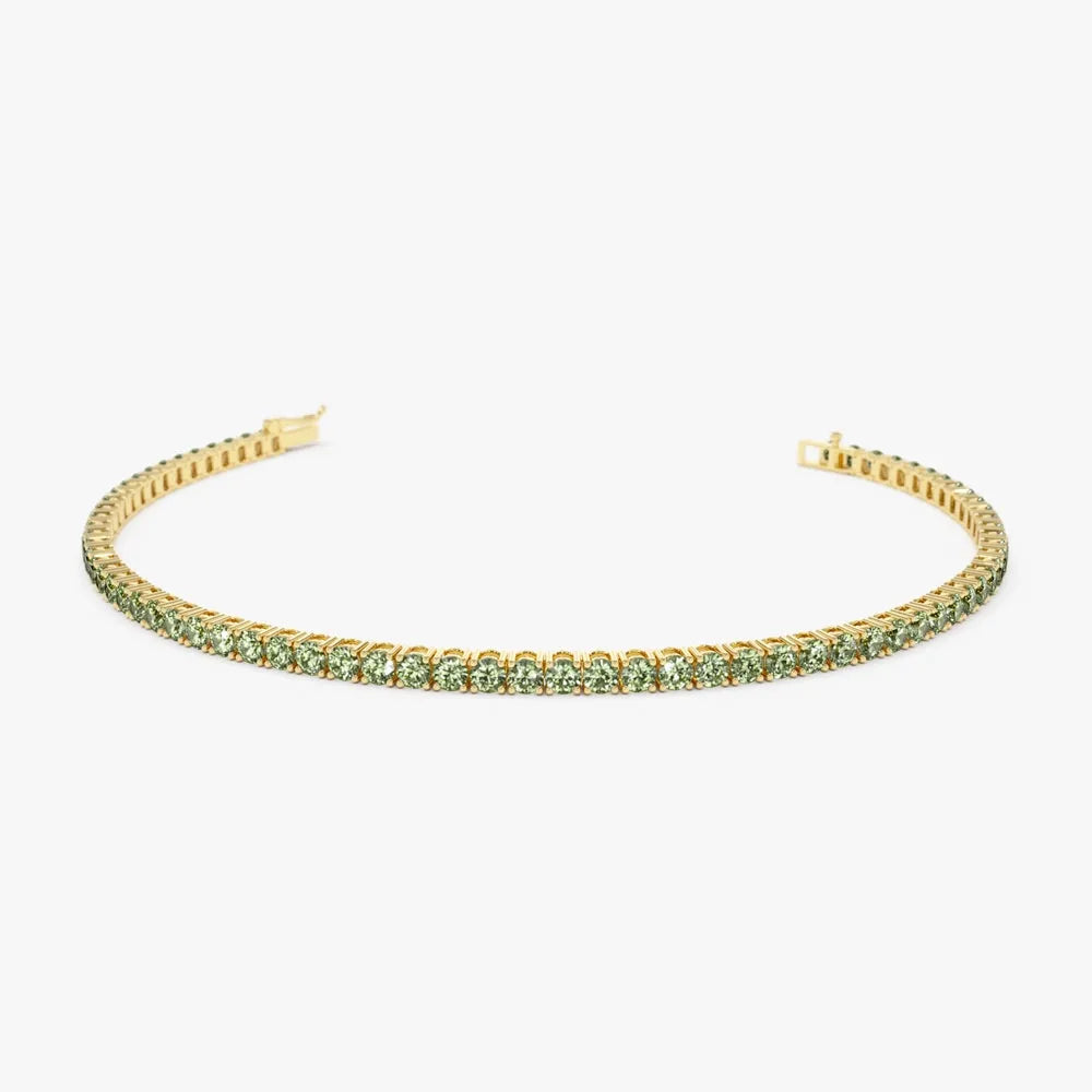 14k Gold 2.35ctw Round Peridot 4 Prong Tennis Bracelet