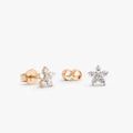 14k Gold Diamond Round Cut Flower Stud Earrings Prong Setting 0.37 ctw