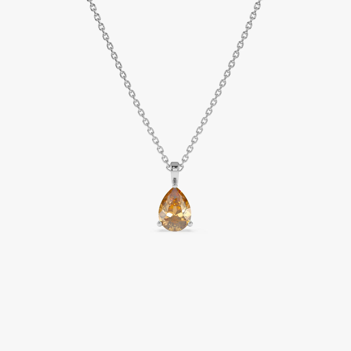 14k Solid Gold Citrine Pear Shaped Solitaire Necklace 0.60 Carat