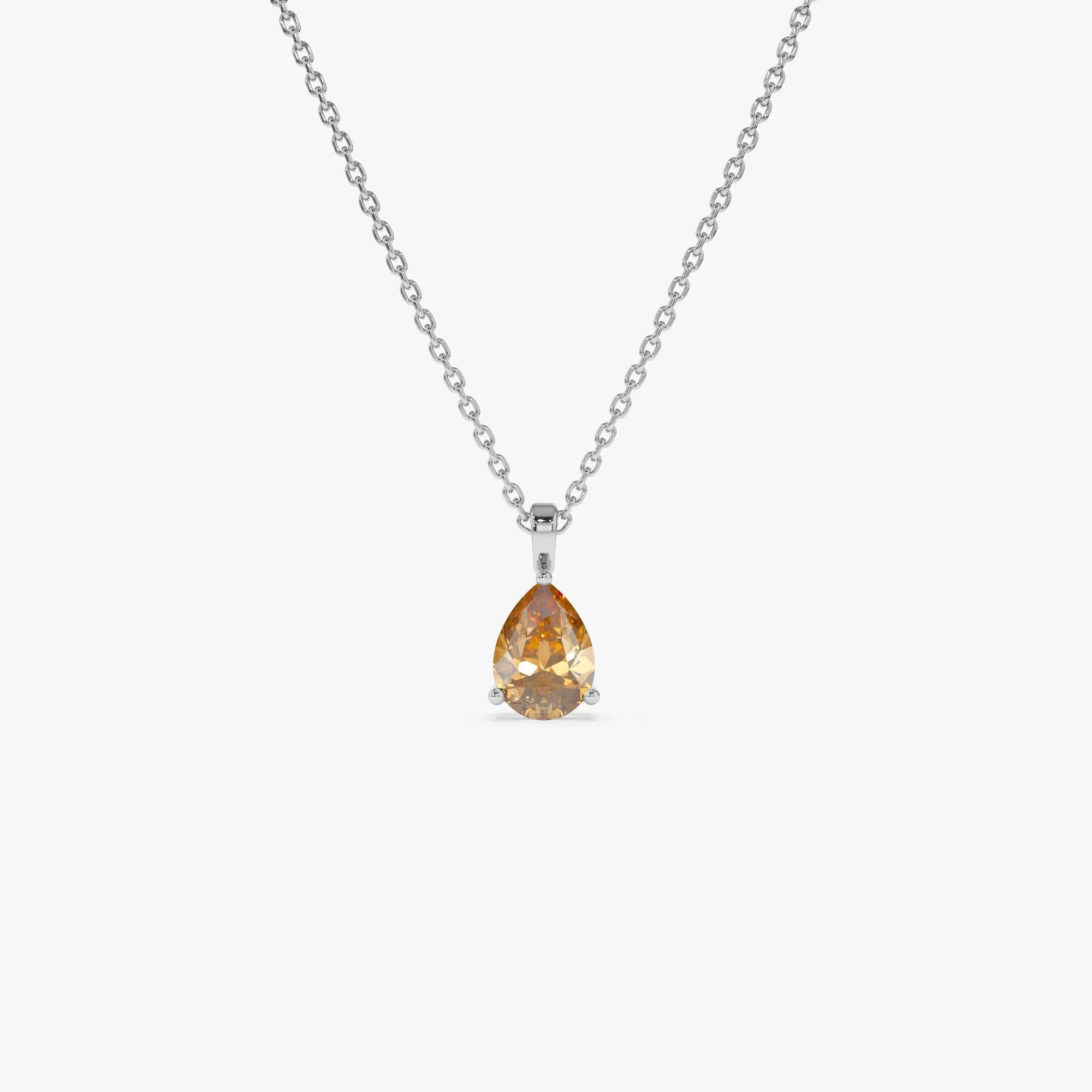 14k Solid Gold Citrine Pear Shaped Solitaire Necklace 0.60 Carat