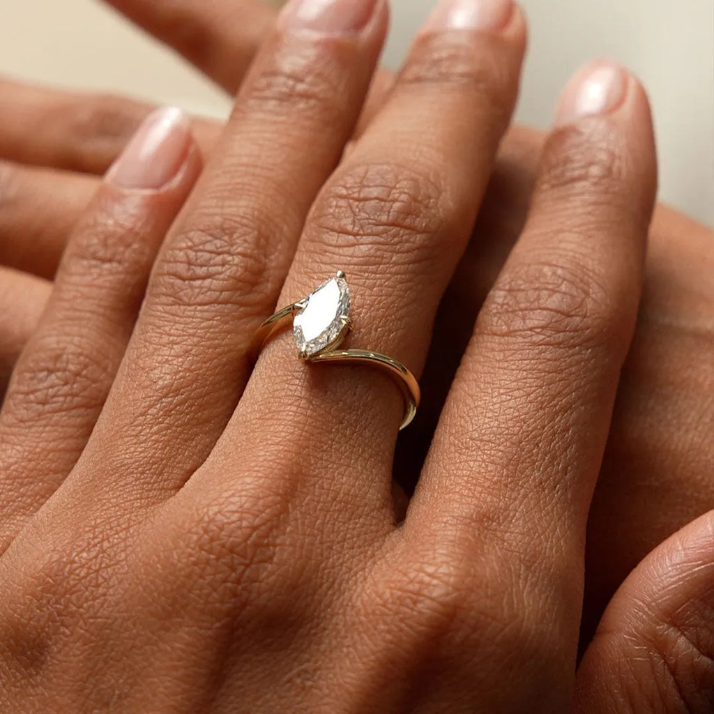 14k Gold 1.50 Ctw Lab Grown Diamond Marquise Bypass Setting Engagement Ring Leda