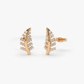 14k Gold Diamond Round Cut Leaf Earrings 0.22 ctw