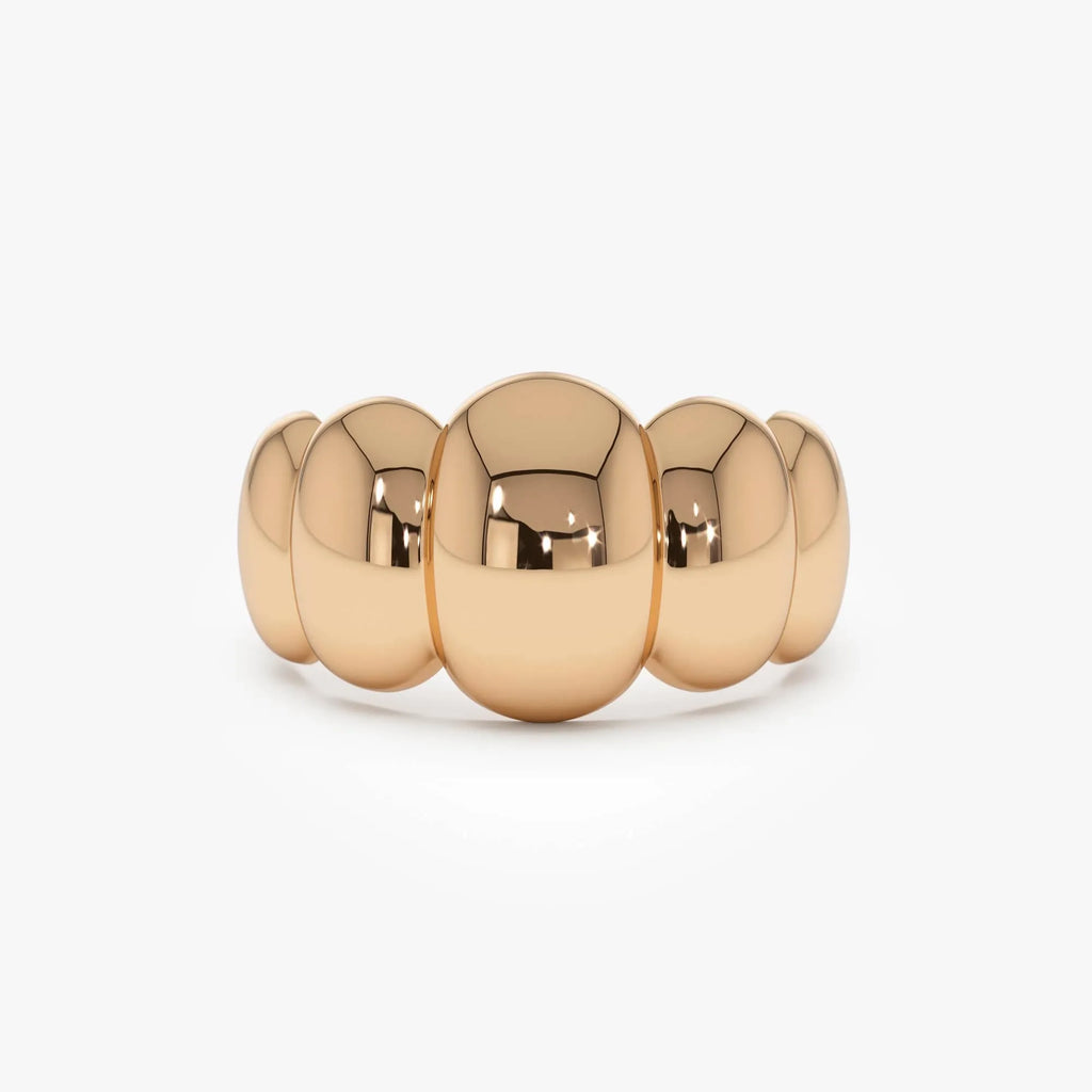 14k Gold Bubble Dome Statement Ring 11mm Wide Band