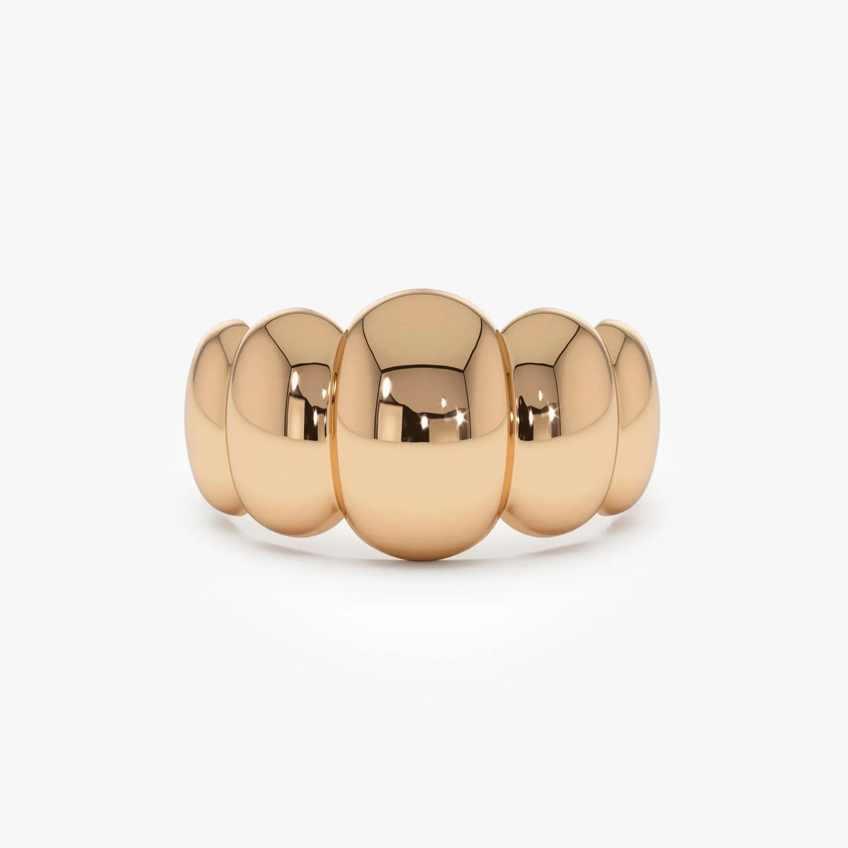 14k Gold Bubble Dome Statement Ring 11mm Wide Band