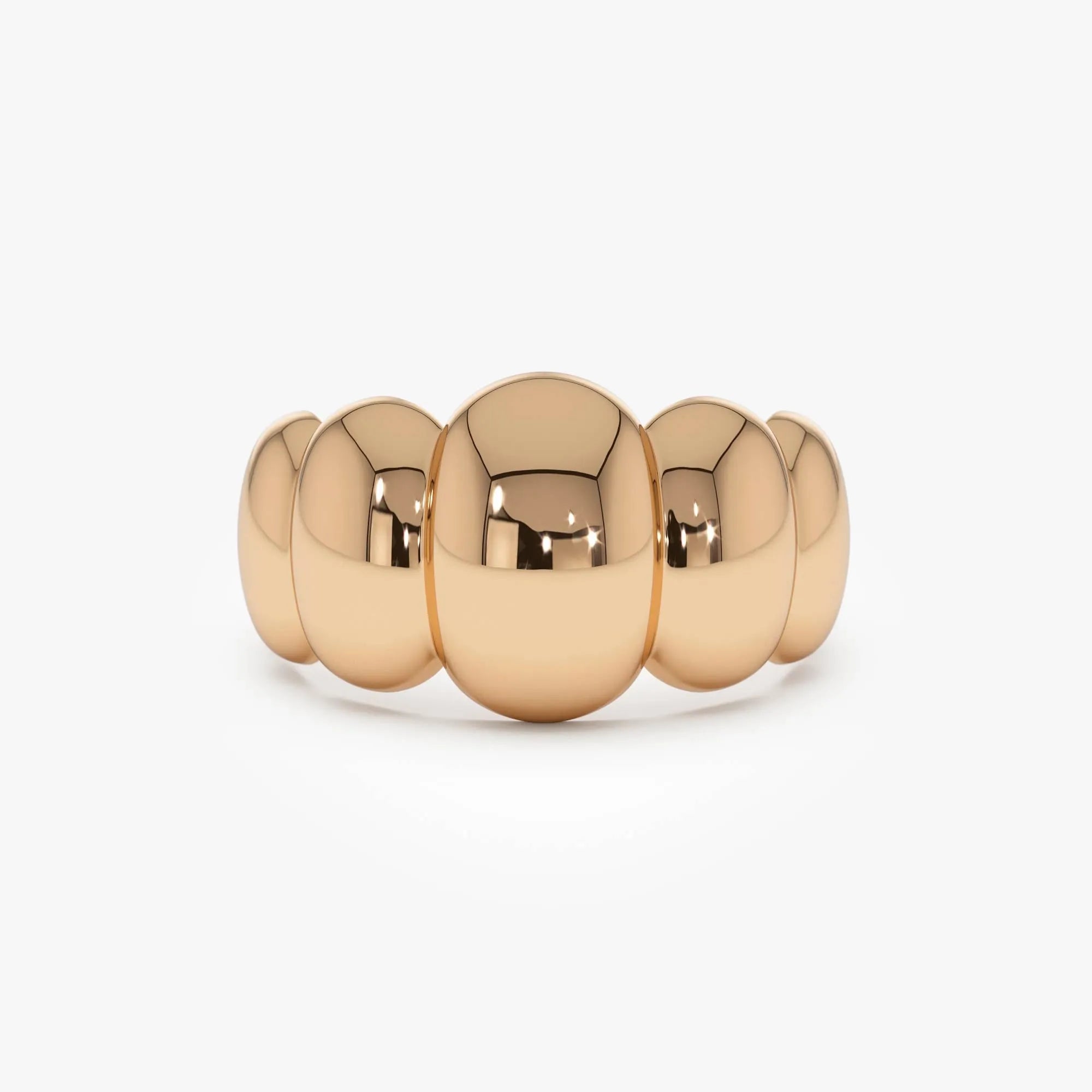 14k Gold Bubble Dome Statement Ring 11mm Wide Band
