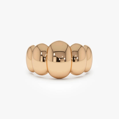 14k Gold Bubble Dome Statement Ring 11mm Wide Band
