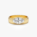 14k Gold 1.00 Carat Lab Grown Diamond Marquise Solitaire Wide Band Ring Solara