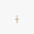 14k Gold Diamond Cross Hoop Earring Charm 0.05 ctw