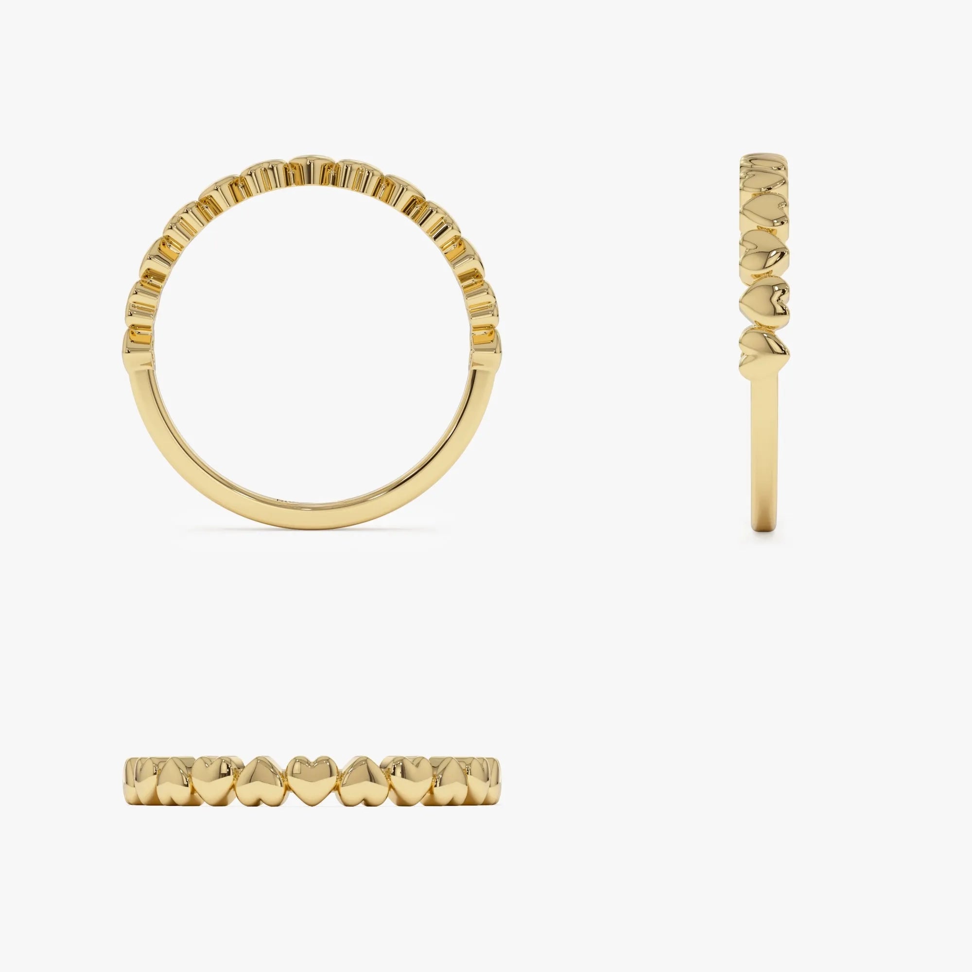 14k Solid Gold Heart Stackable Band Ring