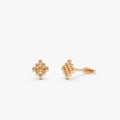 14k Solid Gold Geometric Beaded Stud Earrings 7.45mm