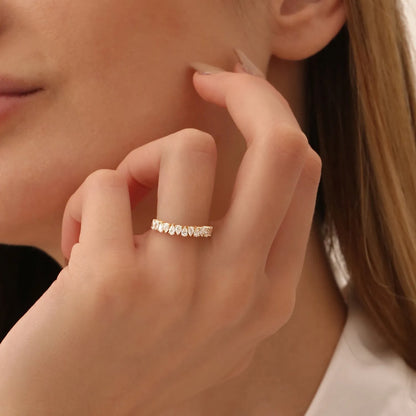 14k Gold 0.67 Carat Pear Shape Diamond Half Eternity Prong Setting Band
