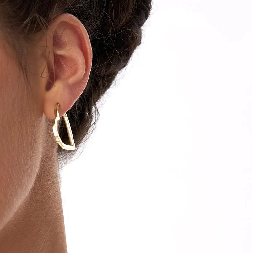 14k Yellow Gold Heart Shaped Hoop Earrings 25mm Inner Diameter 2mm Width