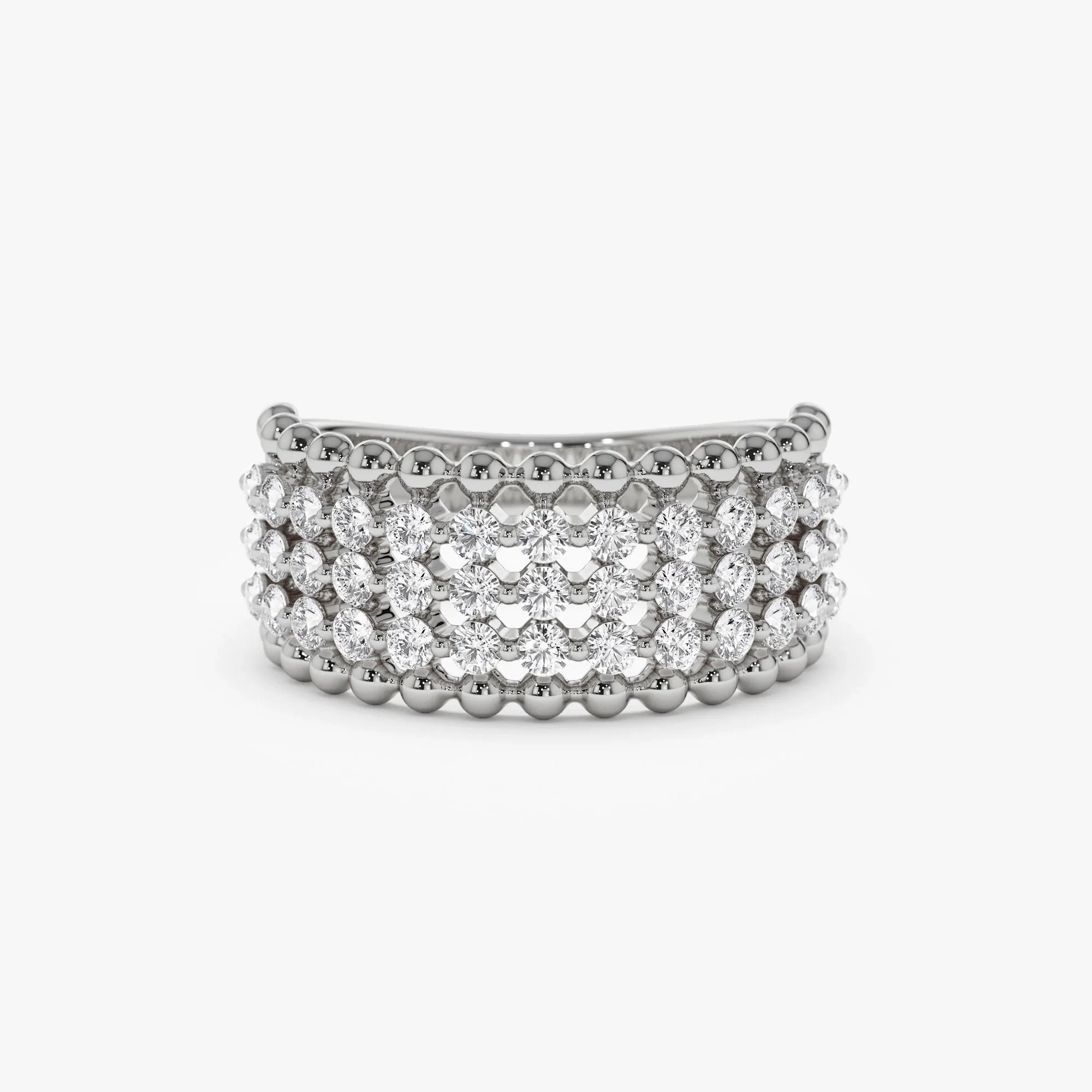 14k Solid Gold Round Diamond 0.82 Carat Floating Bubble Band Ring