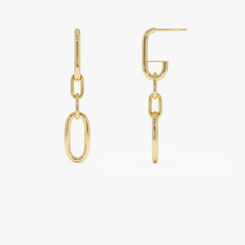 14k Gold Dangle Link Chain Drop Earrings 45.5mm Length 8.5mm Width