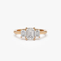 14k Gold 1.50 ctw Lab Grown Diamond Emerald Cut Three Stone Engagement Ring